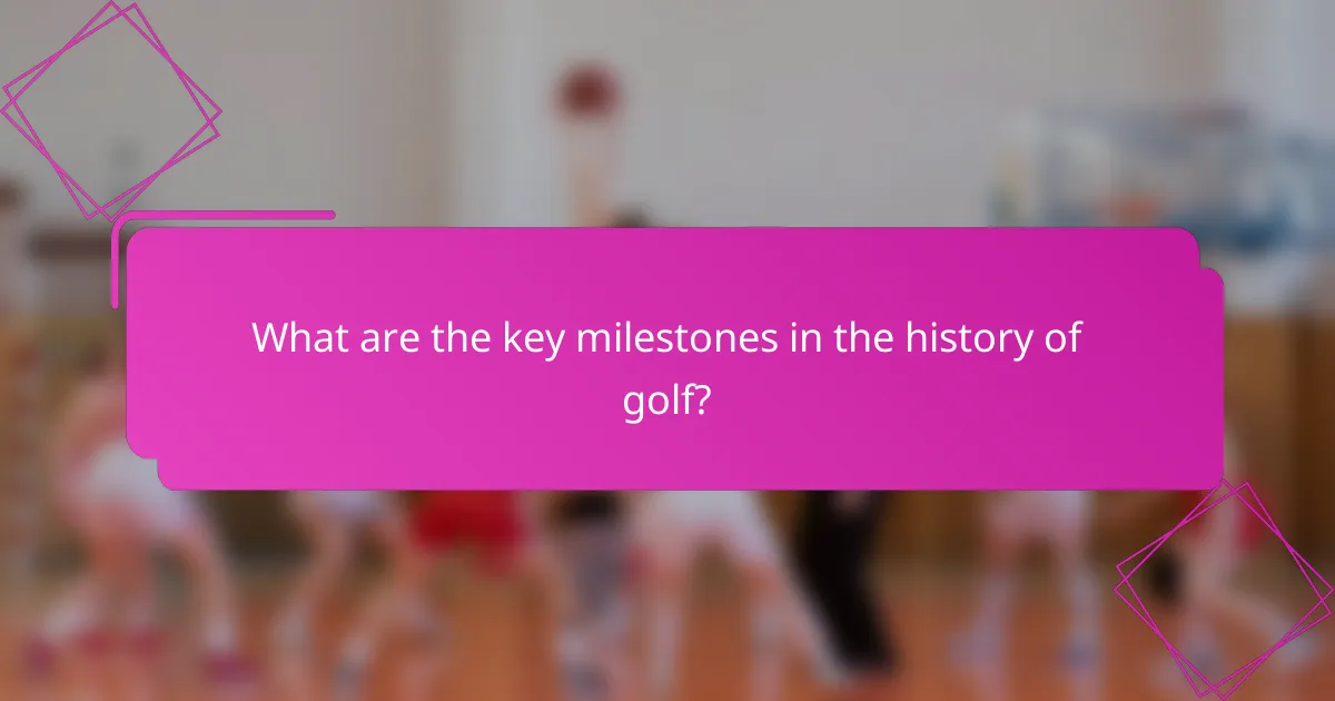 What are the key milestones in the history of golf?
