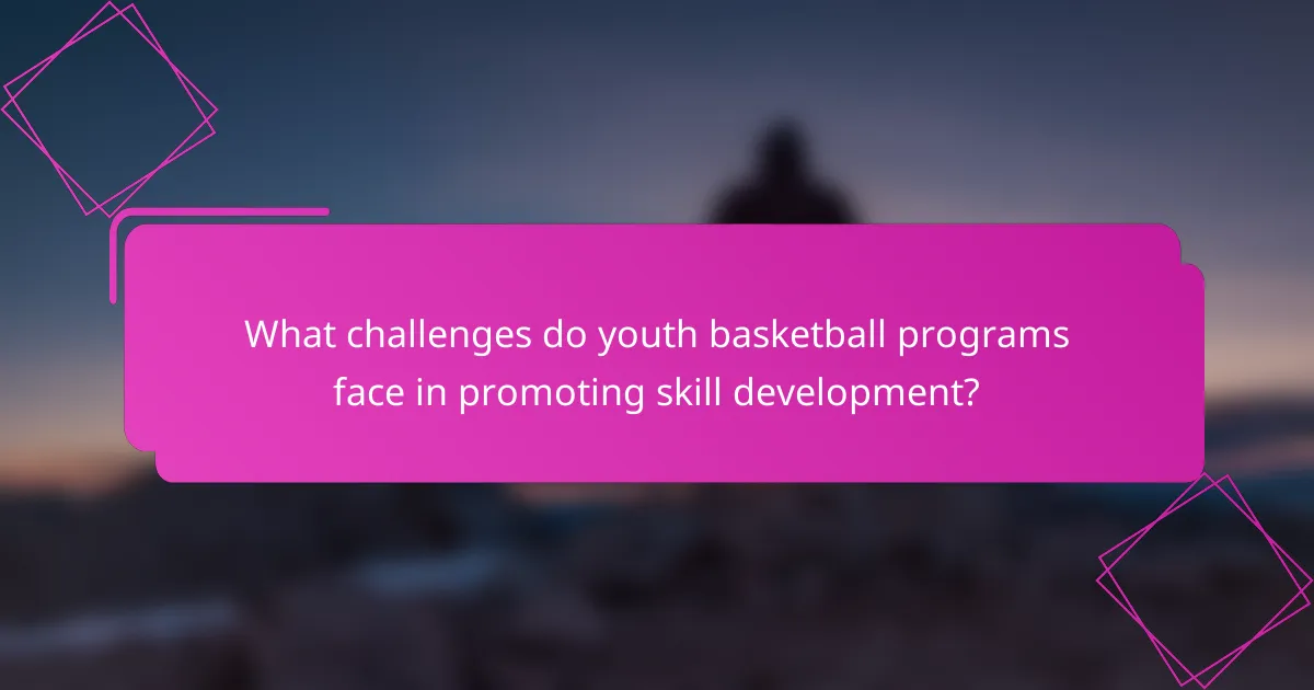 What challenges do youth basketball programs face in promoting skill development?