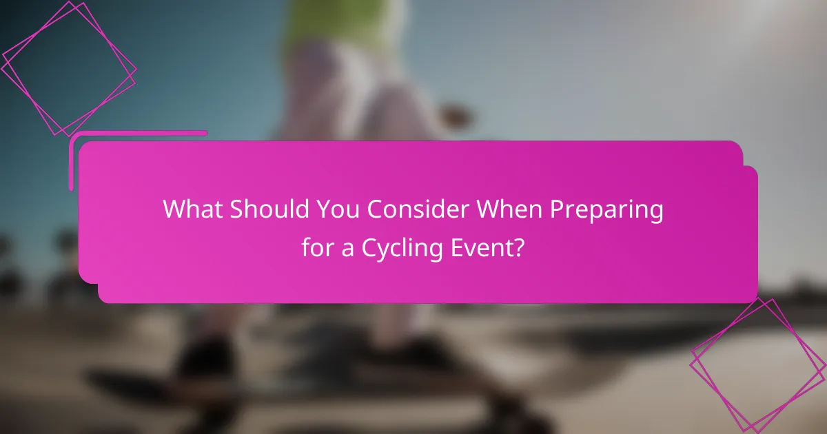 What Should You Consider When Preparing for a Cycling Event?
